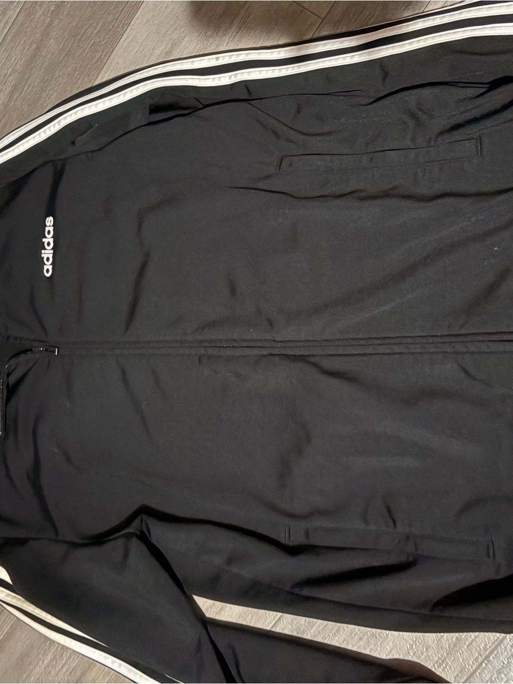 adidas Black Track Jacket with White Side Stripes